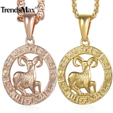 12 Zodiac Sign Constellation Pendant Necklace 18-24" Gold Filled Box Link Chain