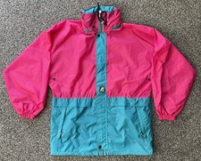 K-way | Vintage / Retro 90s Anorak Waterproof Jacket | Turquoise Pink | Size Xs