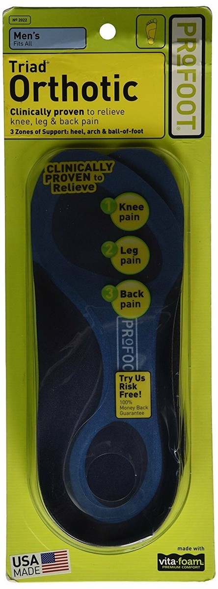 Profoot Triad Orthotic Mens 8-13 Insoles 3-Zone Support with Viva