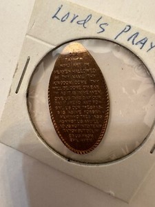 Vintage Elongated Penny Coin Lord's Prayer, Our Father Who Art In Heaven  EF-AU