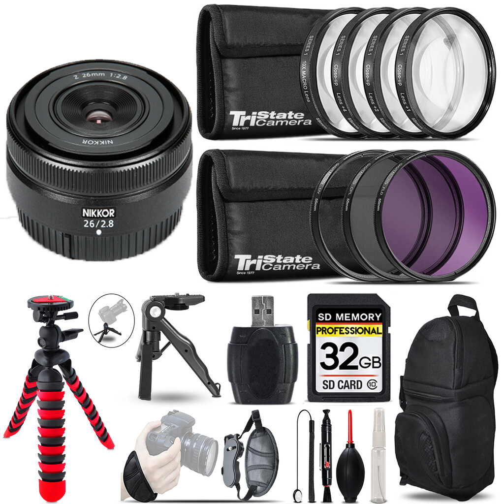 Nikon NIKKOR Z 26mm f/2.8 Lens+MACRO UV-CPL-FLD Filter -32GB
