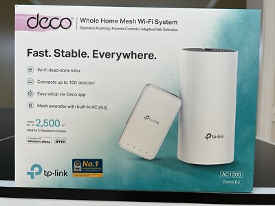 TP-LINK Deco E3 AC1200 Whole Home Mesh WiFi System - White - Router and extender