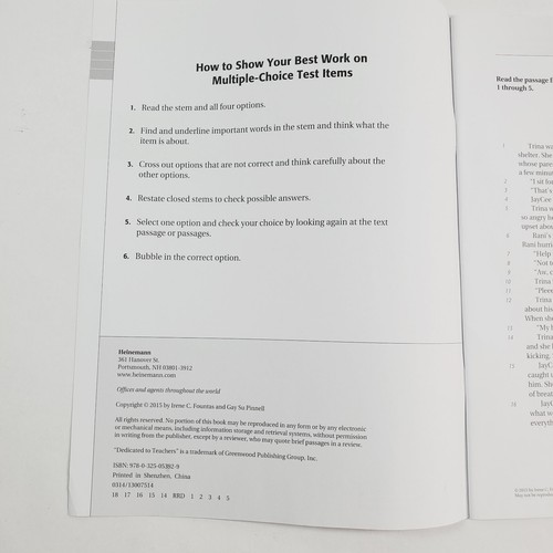 Fountas & Pinnell LLI Purple System Student Test Preparation Booklets Levels R-W - Picture 4 of 10