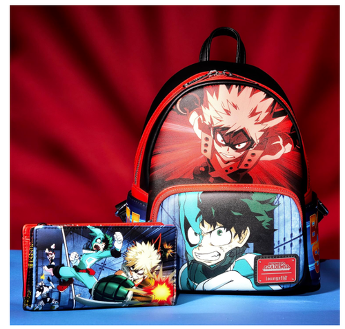 Loungefly My Hero Academia: Deku Vs. Kacchan Amazon Ex: Mini Backpack w/ Wallet - Picture 4 of 7