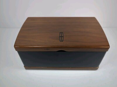LINCOLN CONTINENTAL Walnut Wooden Lacquer Valet Jewelry Box Brown Black Used