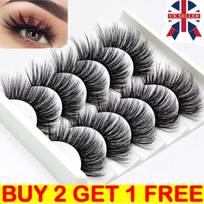 5 Paar falsche Wimpern lange dicke natürliche gefälschte Augenwimpern Set Nerz Make-up UK