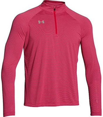 Under Armour Men's Stripe Tech 1/4 Zip Pullover LONG  SLEEVE, RED, L