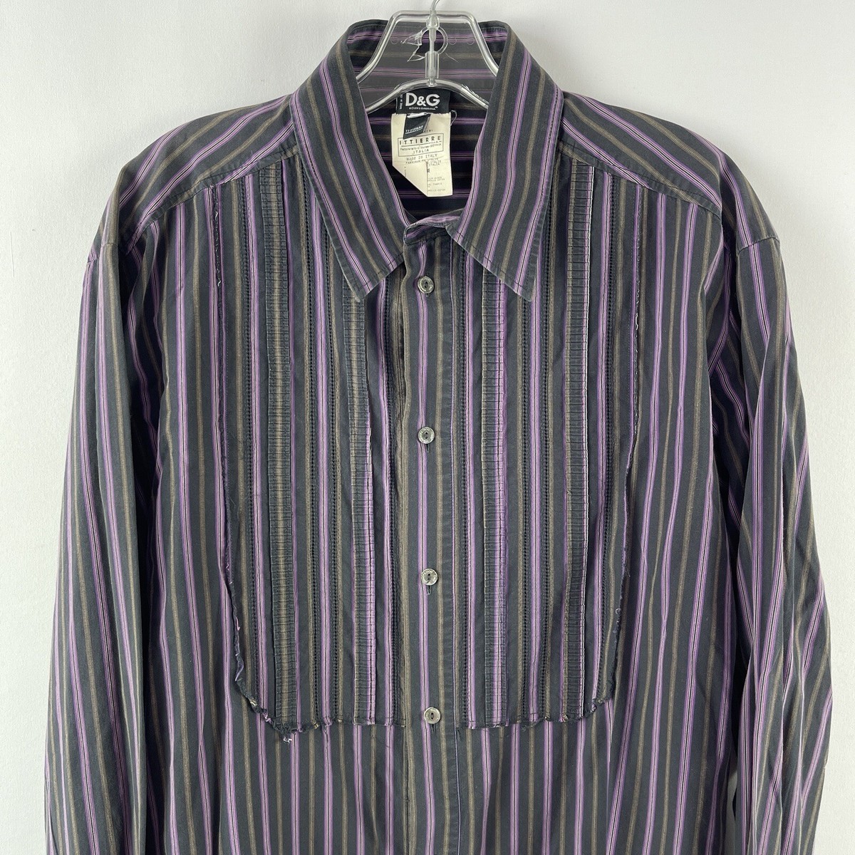 DOLCE&GABBANA★ストライプ柄シャツ Dolce & Gabbana Purple Striped Men's Shirt Size 42 16 1/2