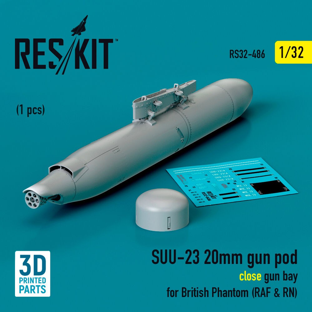 ResKit RS32-0486 1:32 SUU-23 20mm Gun Pod (Close Gun Bay) Phantom Zubehör