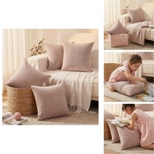 Olepangi Set of 4 Blush Pink 18x18 Inch Chenille Throw Pillow Covers