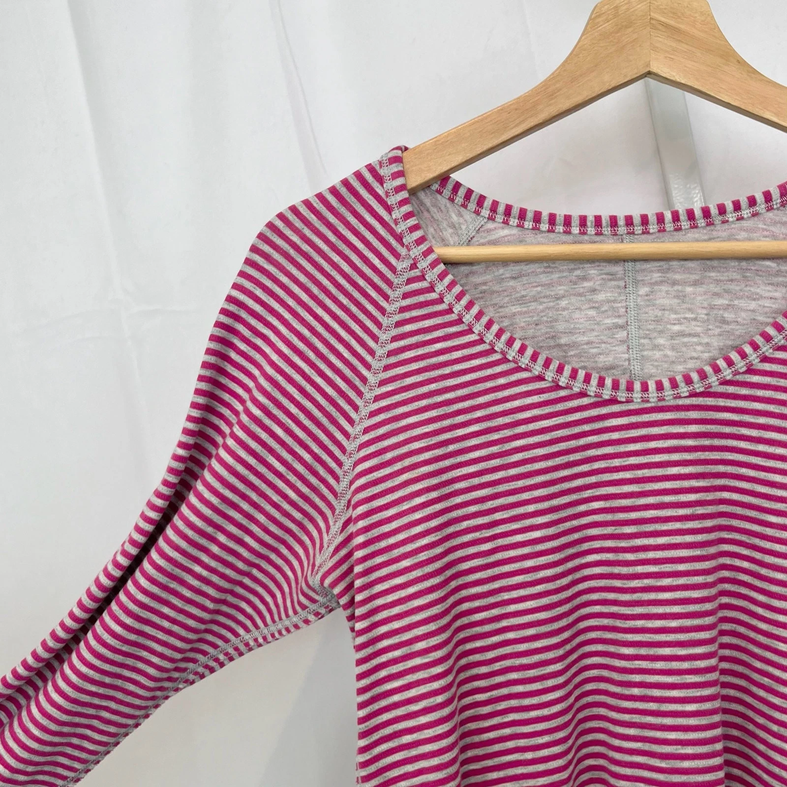 lululemon open your heart long sleeve reversible pink stripe shirt
