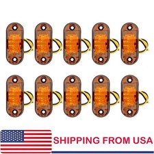 Set Of 10 Marker Lights 2.5 Led Truck Trailer Oval Clearance Side Lamp Amber