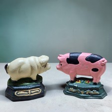 Vintage 2 Small Cute Doorstops Paperweights Ornaments Pigs Farmhouse Cottagecore