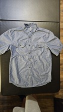 Carhartt Work Shirt Mens M Blue Chambray Button Up Short Sleeve