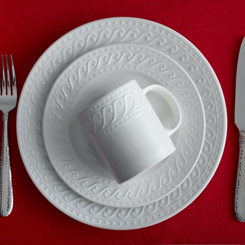 Sylvia 32-Piece White Dinnerware Set, Service for 8, Durable Stoneware Plates... - Picture 4 of 4