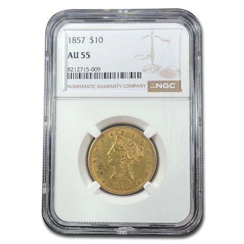 1857 $10 Liberty Gold Eagle AU-55 NGC