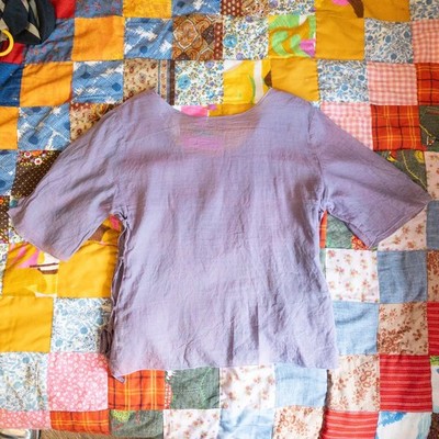 Designer Hanna for La Journeè purple / magenta sheer short sleeved shirt