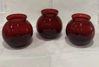 Vintage Anchor Hocking Ruby Red Glass Ball Vase Set Of 3