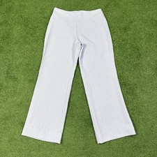 Vintage 80s Made In USA Striped Baby Blue Dress Pants Women's 29x28 Size 10 READ