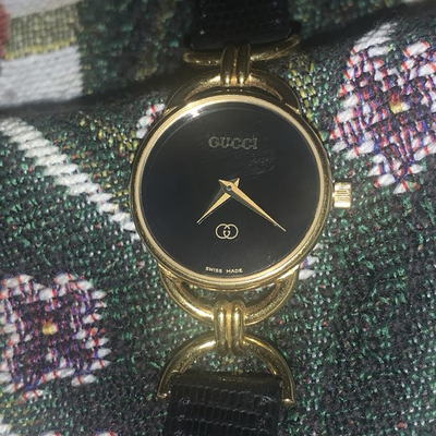#ad Gucci Vintage 6000L Gold Plated Black Dial Ladies Watch 90#x27;s Quartz Swiss $120.00