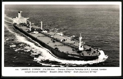 Fotografie Frachtschiff SS James E. O´Brien in voller Fahrt 