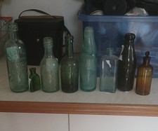 Mixed Lot Vintage Collectable Glass Bottles, Assorted Colours Green/Amber/Clear