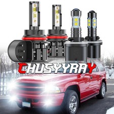 For Dodge Ram 1500 1994-1998 -4PC 6000K 9004+880 LED Headlight + Fog Light Bulbs