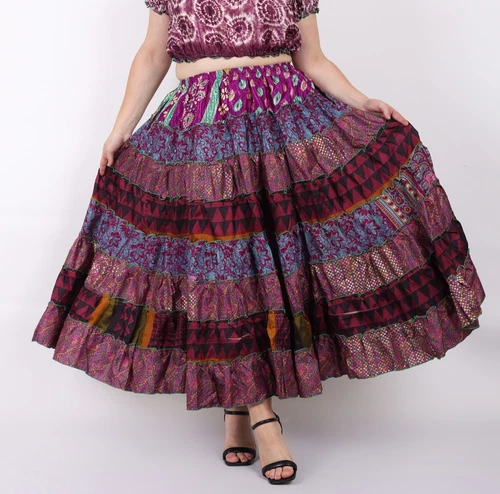 Women's Gypsy Indian Banjara Skirts with Pockets 7 tier Wholesale Mix Lot