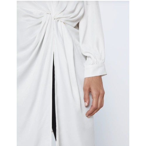 Zara Dress Womens Small White Tunic High Neck Ruched Mini Elegant - Picture 5 of 14