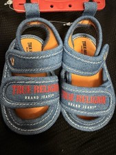 True Religion Baby Blue Denim Sandals Sz 3 6- 9 Months