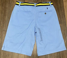 Polo Ralph Lauren Boys 12 Cotton Chino Shorts Sky Blue Belted Pony Logo Preppy