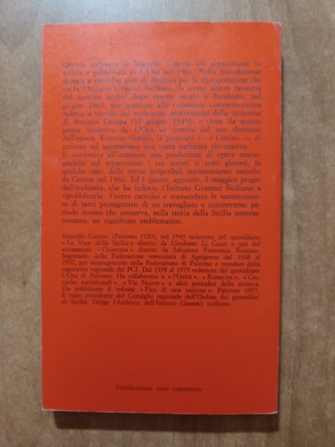 Marcello Cimino UN'INCHIESTA SUL SEPARATISMO SICILIANO Istituto Gramsci 1988 - Picture 2 of 2