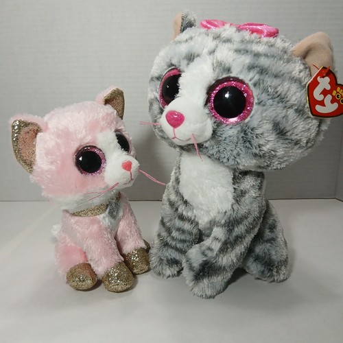 Peluche Ty Beanie Boo Kiki el Gato 9" 2016 y Ty Beanie 6" Fiona Cat - Imagen 2 de 7
