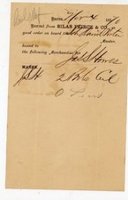 1870 Boston Silas Peirce & Co Shipping Receipt Schooner David Porter J.S. Howes