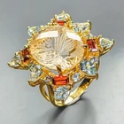 Gem jewelry 27 ct Natural Citrine Ring 925 Sterling Silver Size 8.5 /R453508