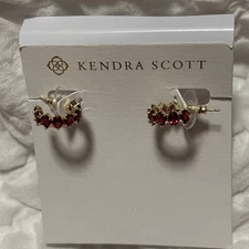 Kendra Scott Cailin Hold Huggie Earrings In Burgundy Crystal Rose Gold Plated