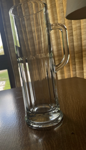 Gently Used Vintage Clear Glass Drinking Mug with Handle 9" H - Picture 4 of 4