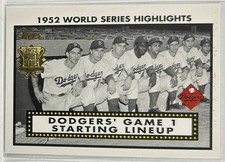 2002 Topps #52WS-1 Dodgers' Game 1 Starting Lineup 1952 World Series Highlights