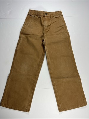 Carhartt Boys Canvas Carpenter Pants Size 10 Duck Brown Traditional Fit Youth