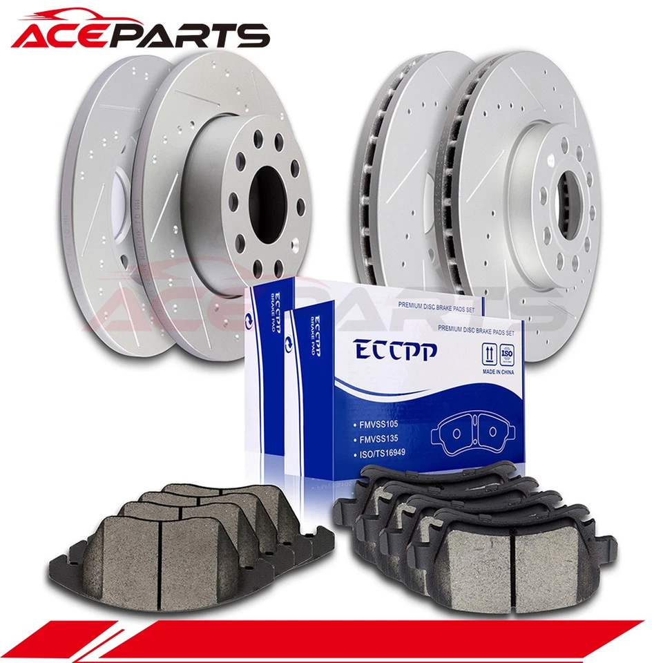 FRONT & REAR BRAKE ROTORS AND PADS FOR 2010-2013 VOLKSWAGEN GOLF JETTA RABBIT Foto 4 de 4