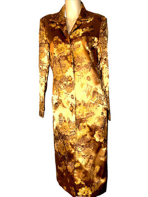 NEWPORT NEWS,midi,New,gold brocade,z8,M,rayon,3 gold buttons,luxury,Unique,WOW