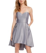 Blondie Nites Womens Strapless High-Low Dress, Grey, Juniors, 1