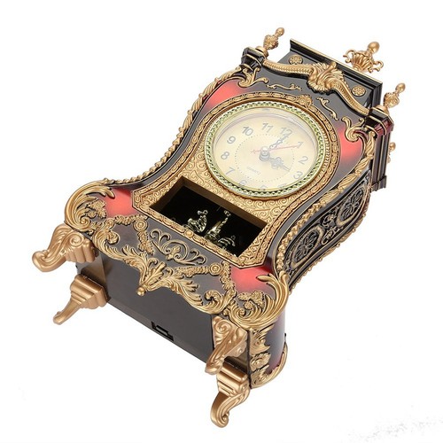 Desk Clock 12 Music Timekeeping Antique Desk Clock (battery Not Included) (brown - Picture 6 of 22