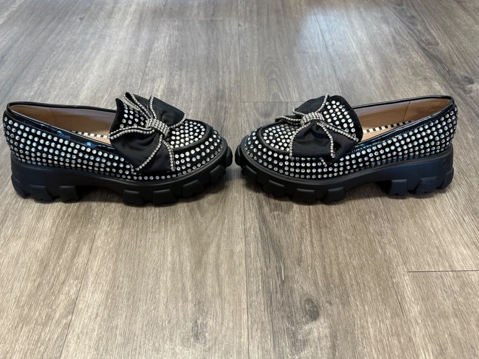 Betsey Johnson rhinestone black chunky shoe women’s a size 8.5 - Image 4 of 4