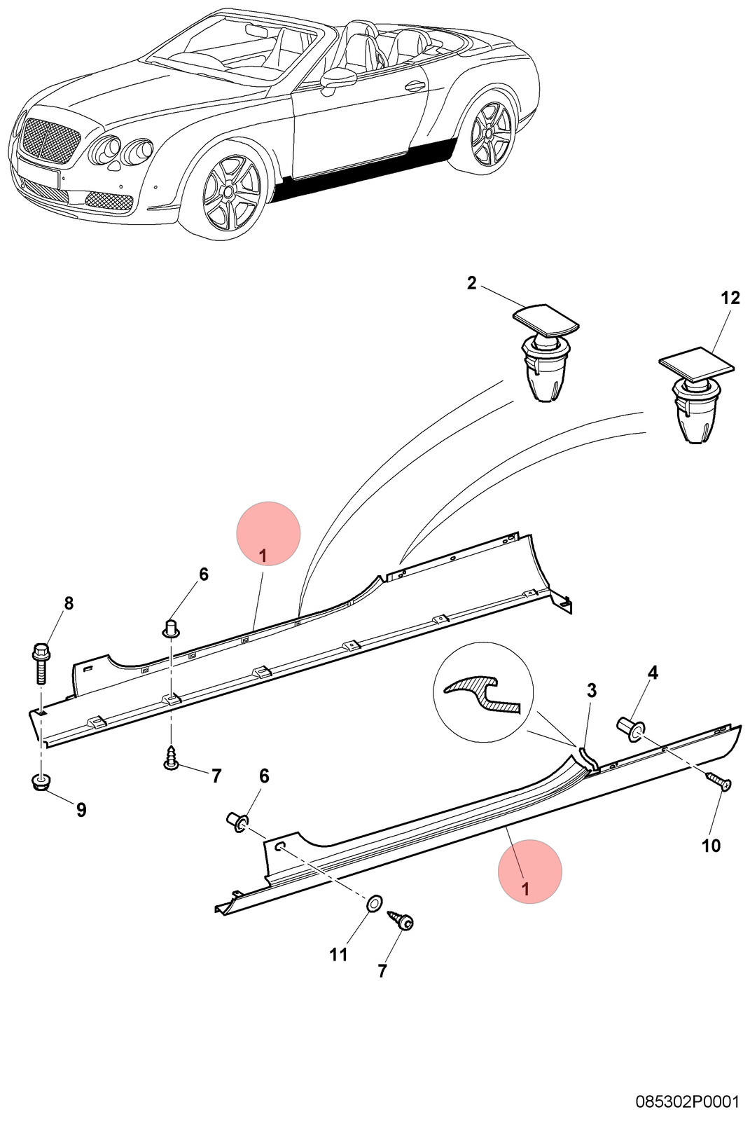 Bentley Continental GT 2007-2011 RIGHT Rocker panel