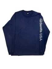 Vintage Screen Stars Best T-Shirt XL Single Stitch Long Sleeve Beretta Gun Blue