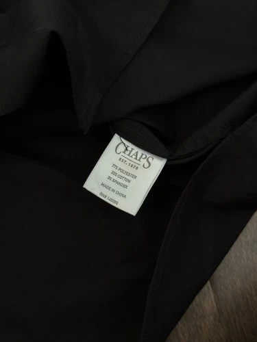 NWT Chaps Mens Slim Fit Stretch Black Button Down Shirt Size M 15-15.5 34/35 L/S image 5