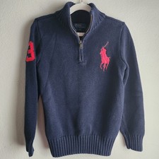 Polo Ralph Lauren Big Pony Quarter Zip Knit Sweater Size 7