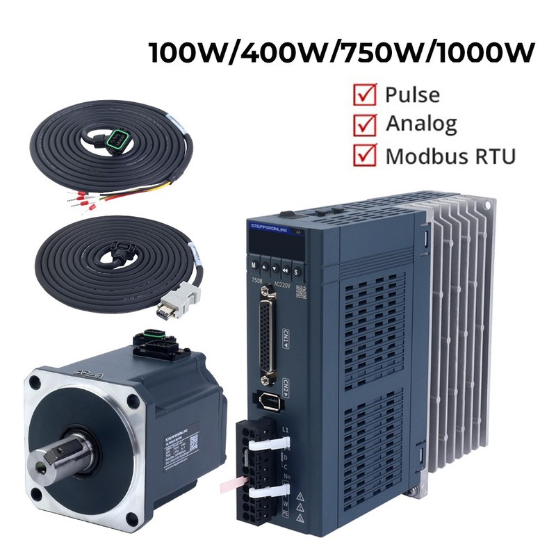 STEPPERONLINE RS485 100W 400W 750W 1000W AC Servo Motor Kit W/ 17-Bit Encoder