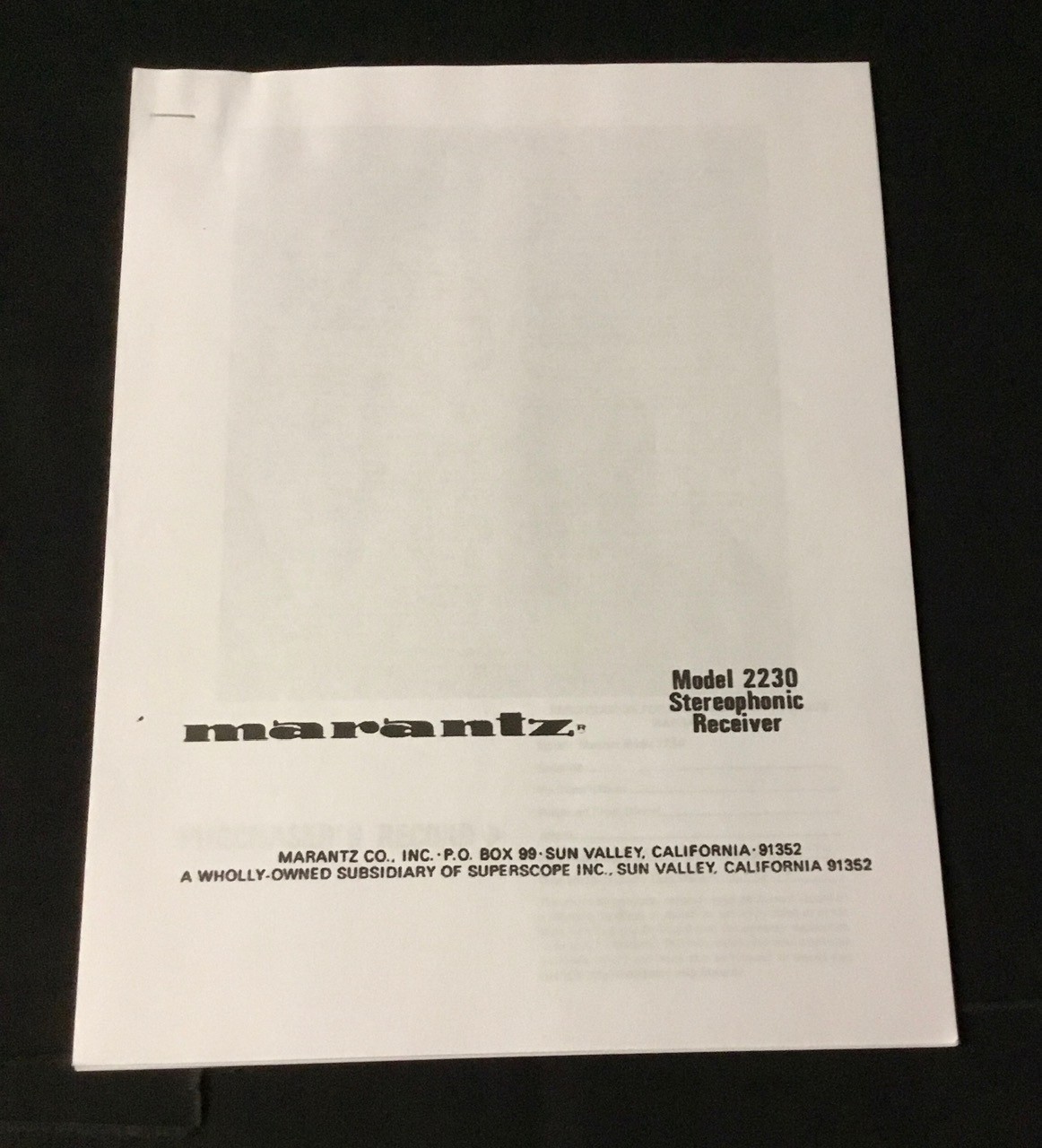 MARANTZ 2230 Stereo Receiver Handbook of Instructions-Copy
